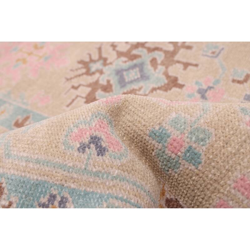 ECARPETGALLERY Hand-knotted Modern Oushak Light Khaki Wool Rug - 8'0 x 9'9