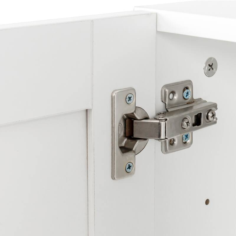 White Wooden Stackable Wall Mounted Storage Cabinet Shelves 3 Doors - 35.43 x 15.75 x 19.69