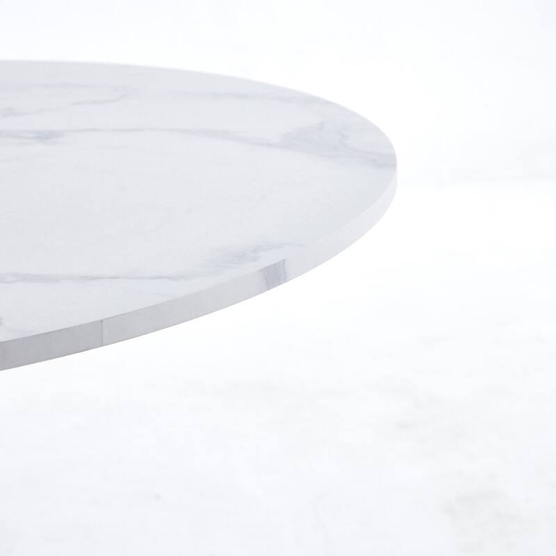31.5" Tulip Dining Table With Round Marble Pattern Table Top for 2-4 People