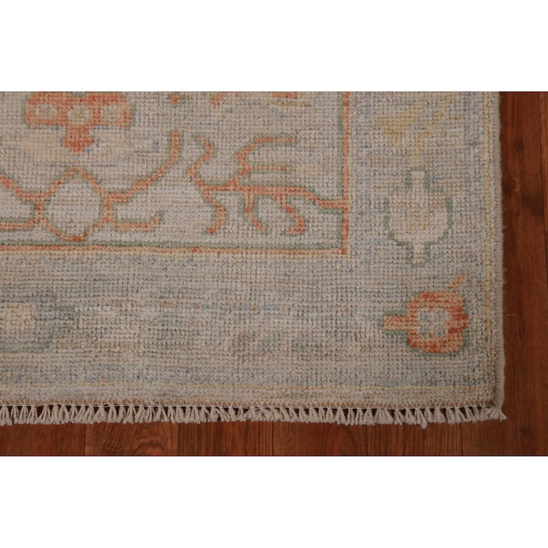 Hand Knotted Oriental 100% Wool Carpet Transitional Geometric Beige & Ivories Oushak Runner Rug - 8' 2'' X 2' 8''