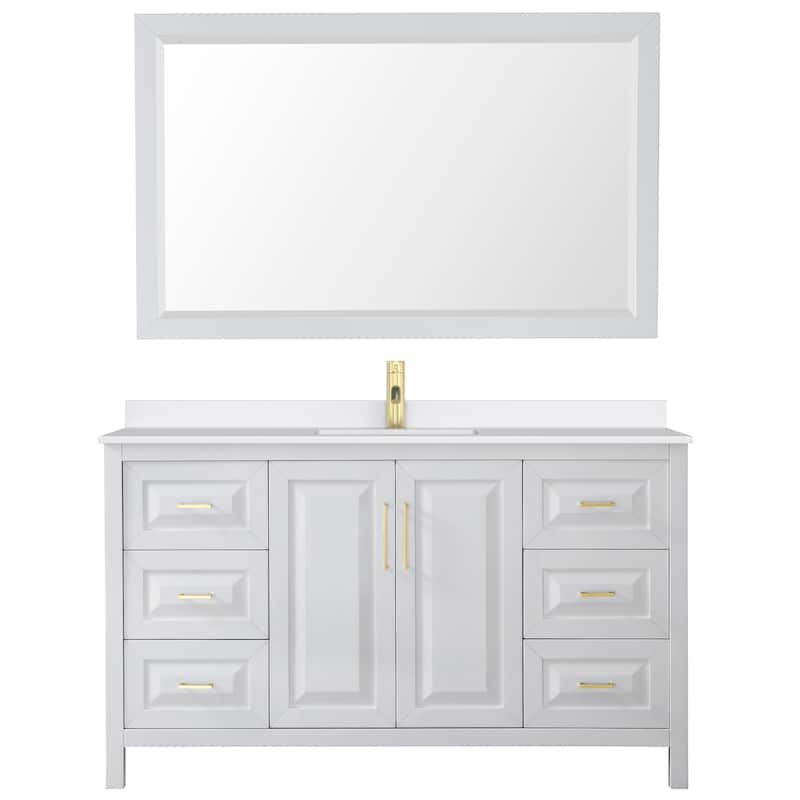 Daria 60-inch Single Vanity, Single Hole Quartz Top, 58-inch Mirror