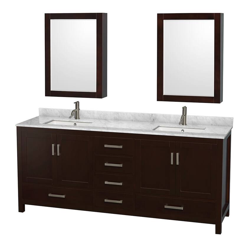 Wyndham Collection WCS141480DUNSMED Sheffield 80" Free Standing Double - Espresso / White Carrara Marble Top / Brushed - Espresso Finish