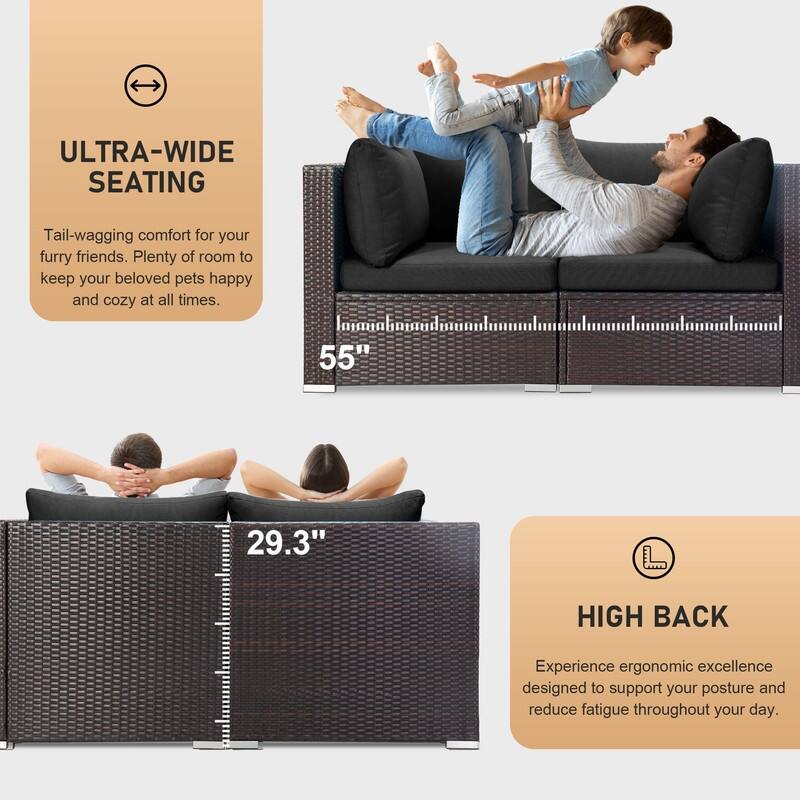 15-Piece Outdoor Wicker Modular Sectional with 43" CSA Fire Pit Table