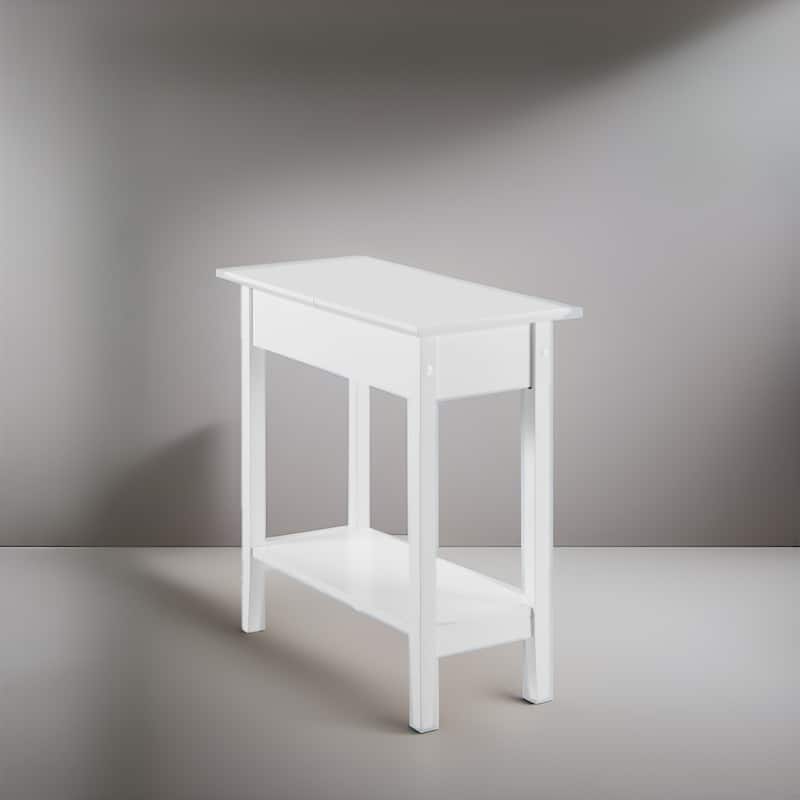 Wooden Flip-Top Side Table with Spacious Storage, Compact Space-Saving Design and Convenient Shelf