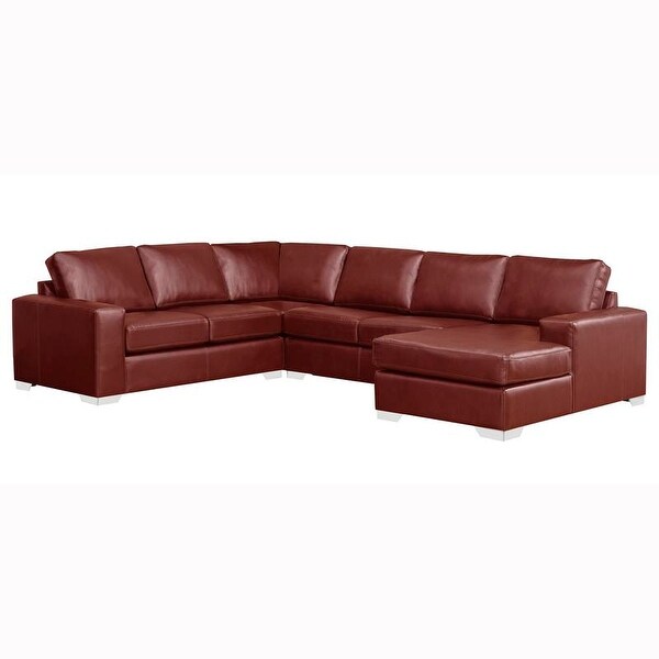 Mitchell modern premium top grain italian leather sectional sofa discount
