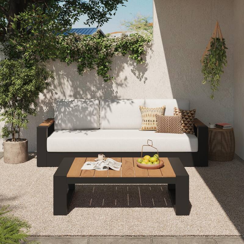 Modern 2-Piece Outdoor Conversation Set with Coffee Table