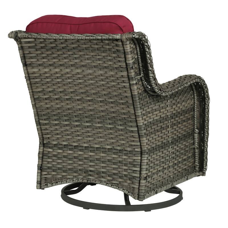 Outdoor Rattan Wicker Swivel Lounge Chair Cushioned Patio Rocker