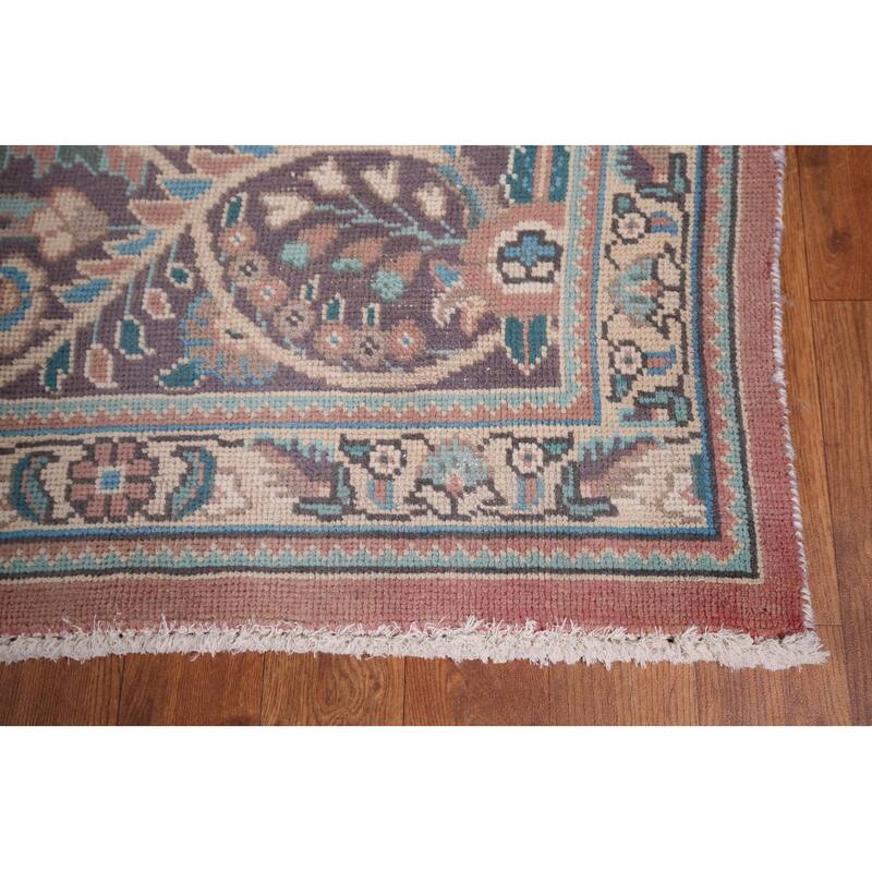 Pink Tabriz Persian Vintage Area Rug Handmade Wool Carpet - 7'11" x 11'0"