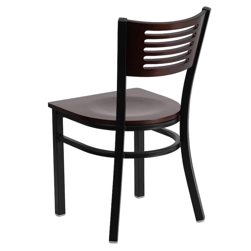 2 Pack Decorative Slat Back Metal Restaurant Chair - 17"W x 21"D x 32"H - 17"W x 21"D x 32"H