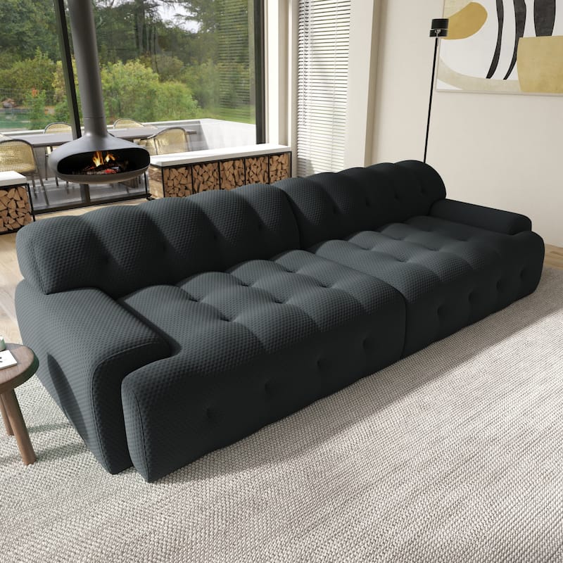 102.4" Cloud Sofa Couch，3-seater Upholstered 3D Textile Material Sectional Sofa For Living Room, Apartment