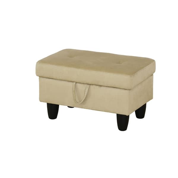 slide 2 of 4, Beige Velvet Rectangle Storage Ottoman