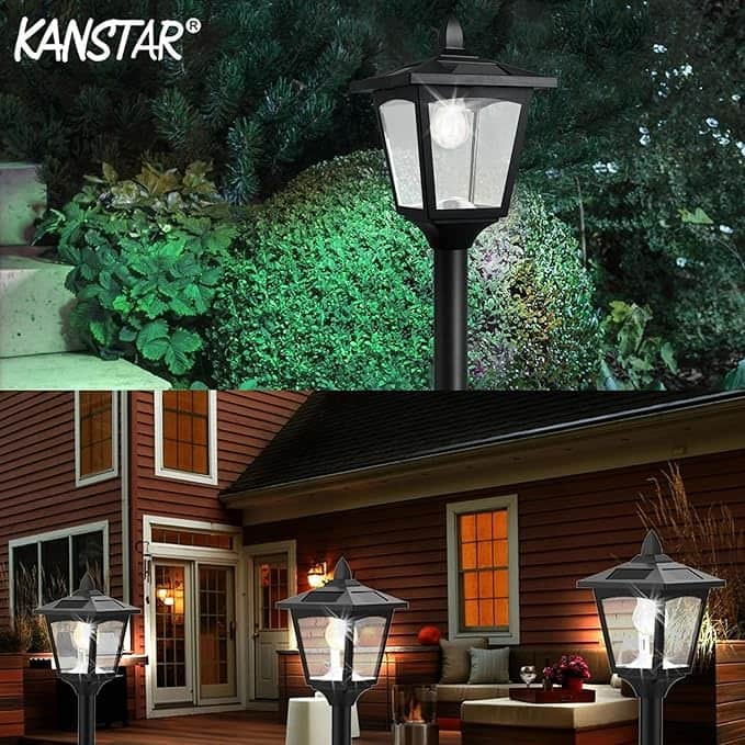 67" Solar Post Light Outdoor LED Pathway Lamp, Adjustable Height for Patio, Garden, Yard - Black - 67''