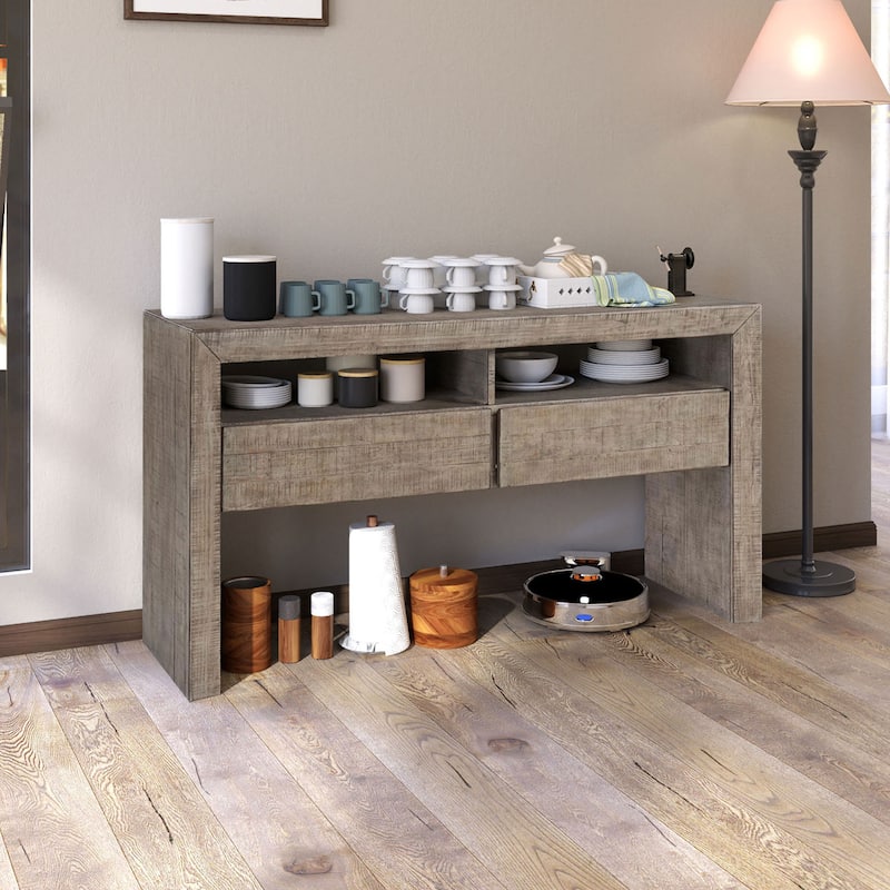 Rectangular Wood Extendable Dining Table Set Stretchable Farmhouse Dining Cabinet for Dining