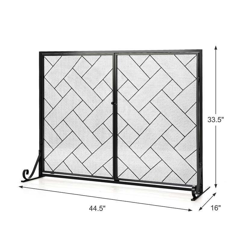Costway 2-Panel Fireplace Screen w/ Double Door Fire Spark Guard - See Details