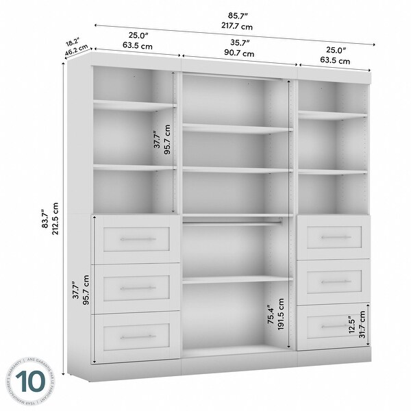 “My closet” Pur 86-Inch Closet Organizer with Storage Cubbies by Bestar
