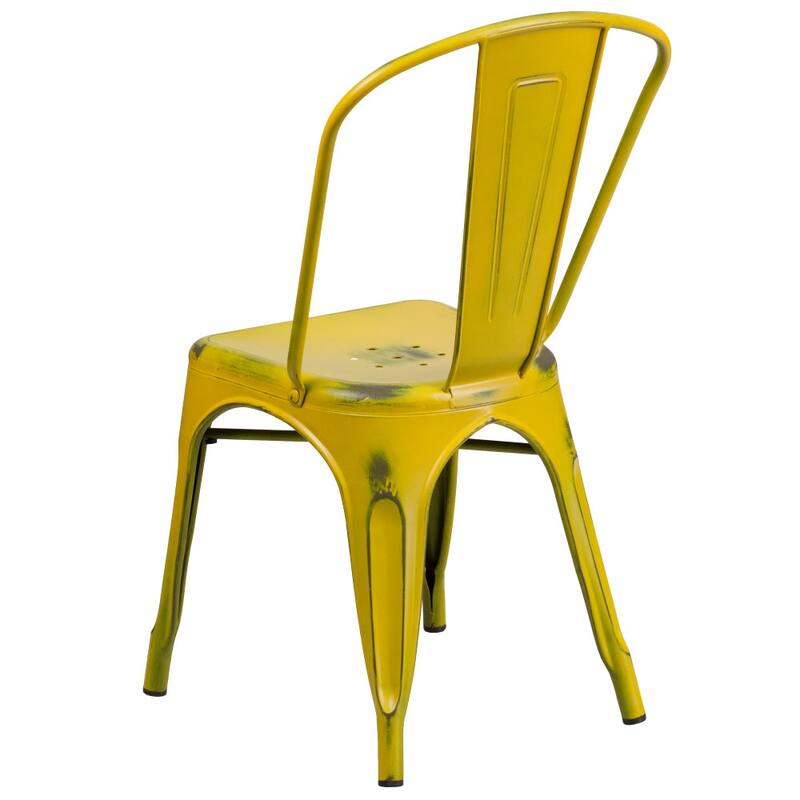 Distressed Metal Indoor/ Outdoor Stackable Chair