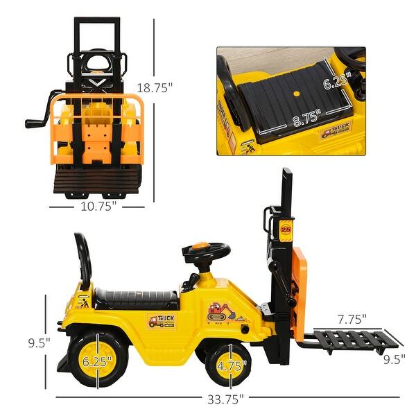 Sit and Scoot Ride-On Toy with Forklift Operation, Construction Toy with Under Seat Storage, Forklift Toy for 3-Year-Olds