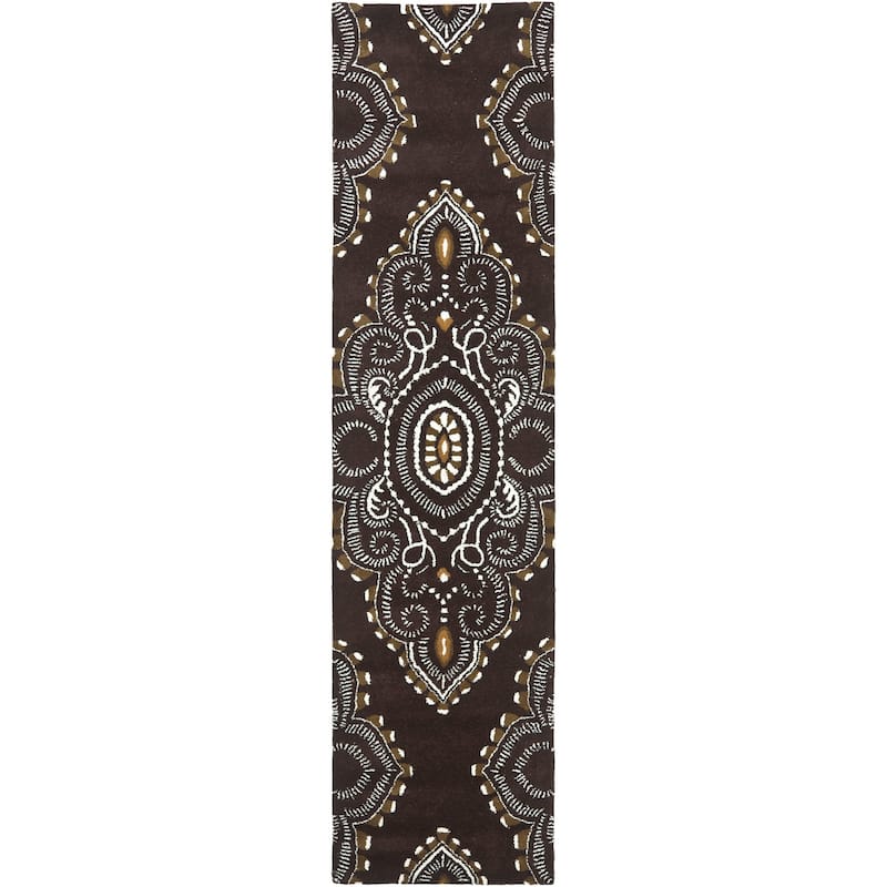 SAFAVIEH Handmade Wyndham Geanina Modern Wool Rug - 2'3" x 9' Runner - Brown/Ivory
