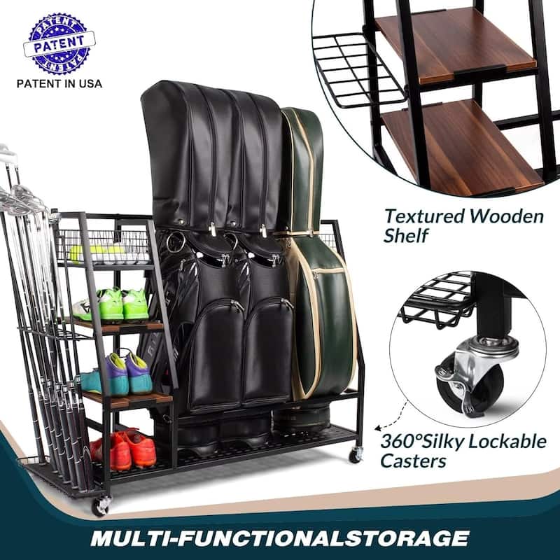 Sttoraboks Golf Bags Storage Garage Organizer, Fits 2/3 Golf Bags and Golf Equipment Accessories