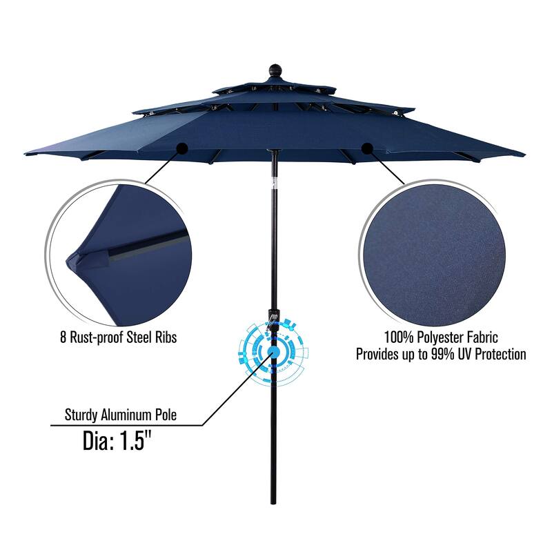 5-Piece Patio Dining Set, 4 Metal Spring Motion Dining Chairs and 1 Square Table with 1.57" Umbrella Hole