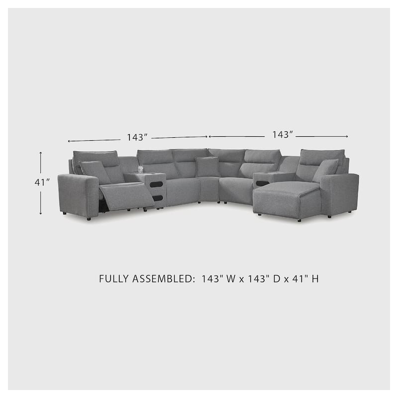Signature Design by Ashley Modmax Gray 7-Piece Power Reclining Sectional with Chaise - 143" W x 143" D x 41" H
