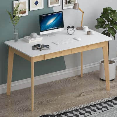 Kerrogee 47.2" Wood Computer Desk with 2 Drawers - 4 Colors