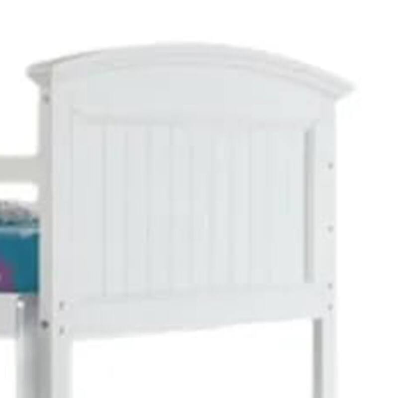 Rexo Twin over Full Bunk Bed with Ladder, Plank Style Headboard, White