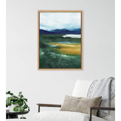 Kate and Laurel Sylvie Misty Green Framed Canvas by Nikita Jariwala