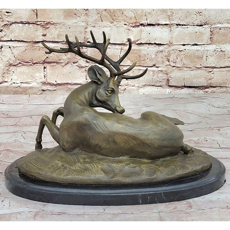 Trophy Bronze Antelope Buck Sculpture Statue Marble Base Figure Figurine Hotcast