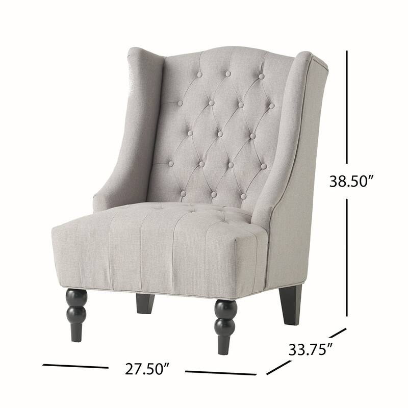 Linen Wingback Chair With Wood Frame