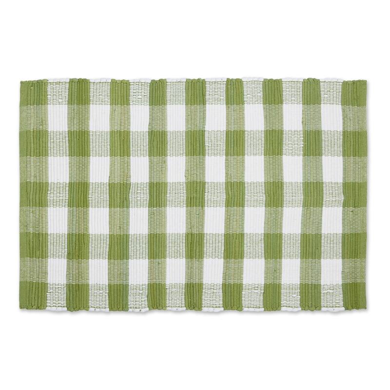 DII Antique Green & White Buffalo Check Rag Rug 26x40 inch