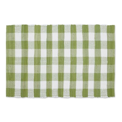 DII Antique Green & White Buffalo Check Rag Rug 26x40 inch