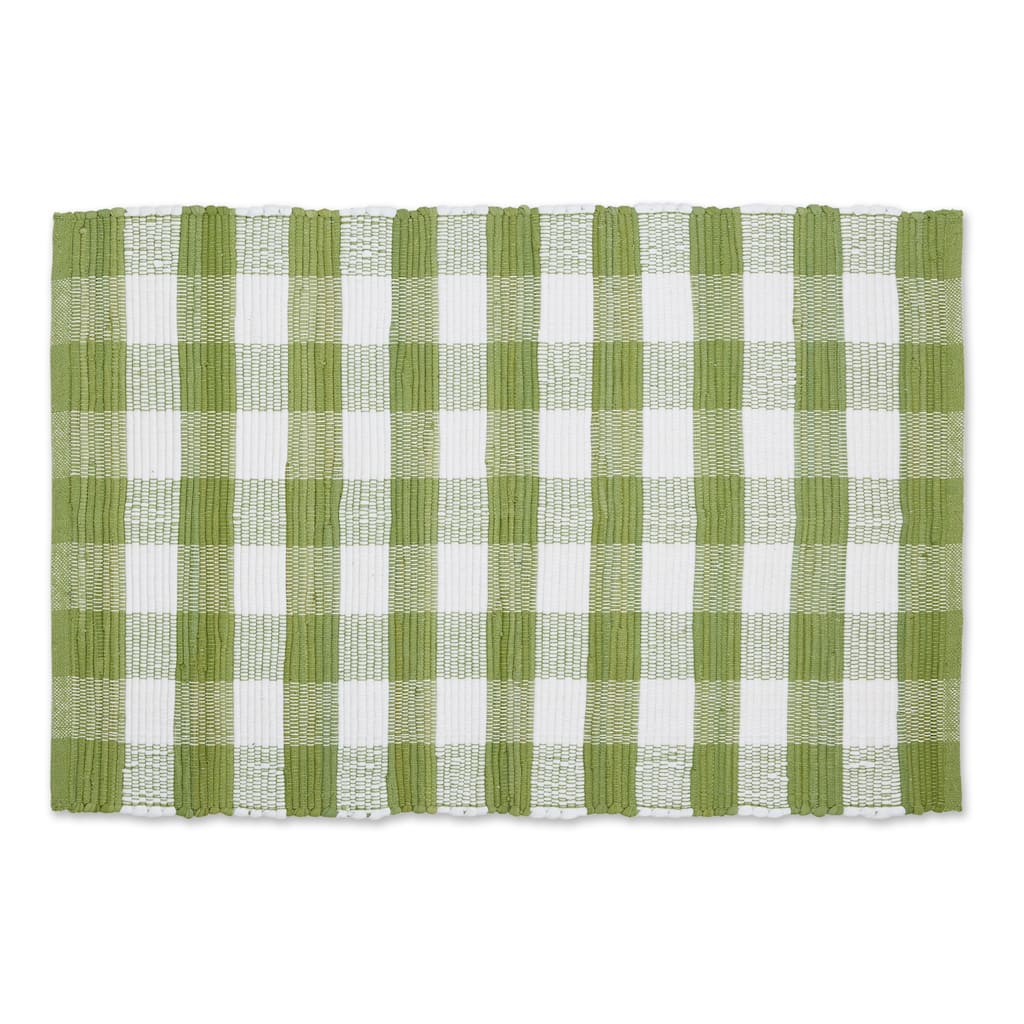 DII Antique Green & White Buffalo Check Rag Rug 26x40 inch