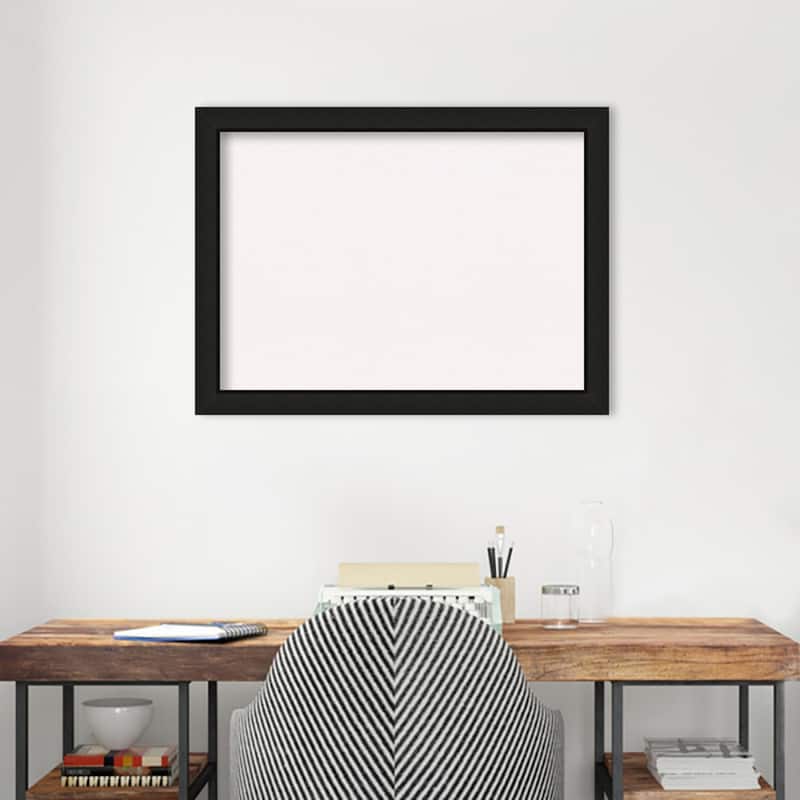 Midnight Black Narrow Wood Framed White Corkboard Bulletin Board