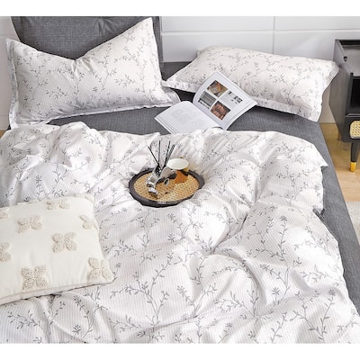 Ivy Gray Floral 100% Cotton Comforter Set