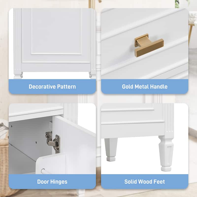 20-Inch Green Bathroom Vanity with Sink, Solid Wood Legs, Adjustable Shelf, Tilt-Out Drawer, Zinc Alloy Knobs
