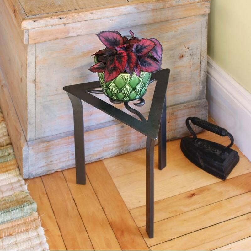 Achla Designs Triangular Trivet Plant Stand, 12 Inch Tall, Graphite Powder Coat Finish
