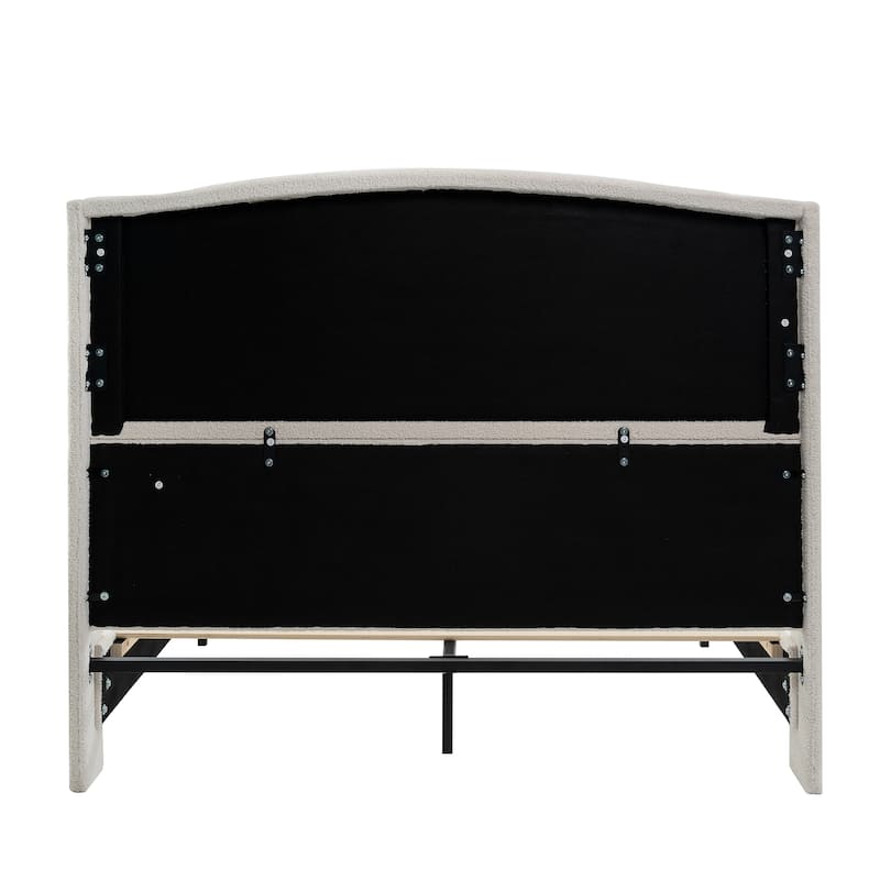 Upholstered Teddy Velvet 49.21" High Headboard Queen Size Bed Frame with 27.17" High Footboard