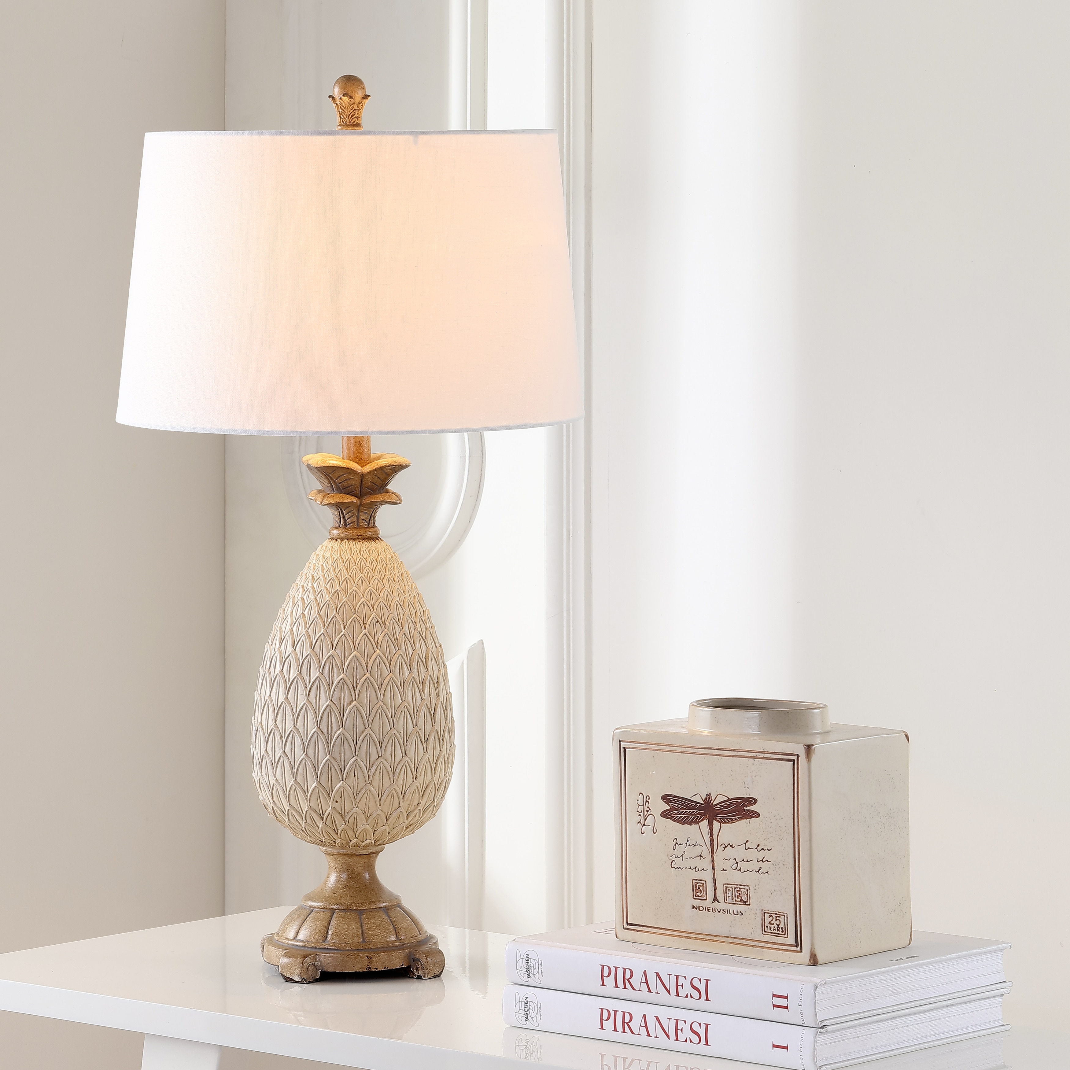 SAFAVIEH Lighting Alberdina 31-inch Cream LED Table Lamp (Set of 2) - 16"x16"x30.5" - 16Wx16Dx30H