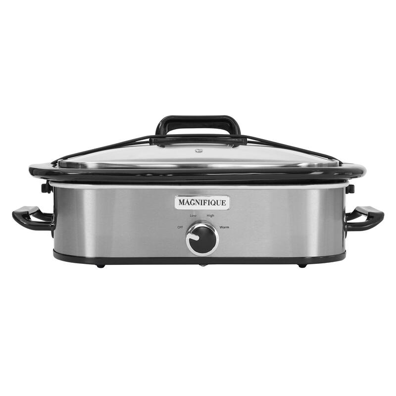 Magnifique 4-Quart Slow Cooker with Casserole Manual Warm Setting - 4QT - Silver