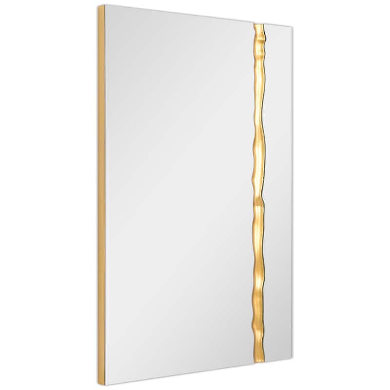 Golden Stream Rectangular Wall Mirror, 36"x24" Frameless Mirror Featuring a Unique Gold Vein Embellishment - 36"x 24"x1.2"