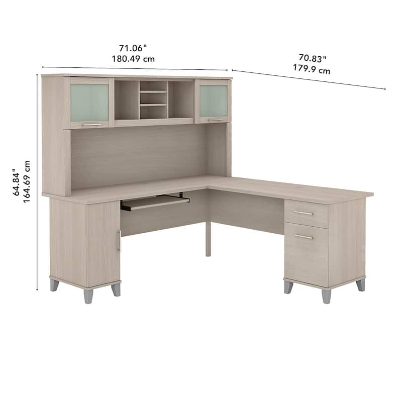 Bush Furniture Somerset 72W L Shaped Desk with Storage Hutch