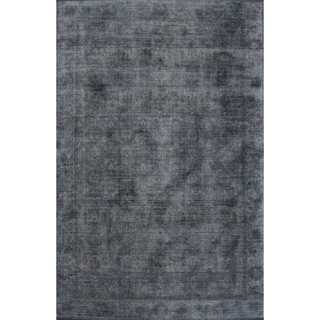 Hand-knotted Transitional Silk Carpet Grey Oushak Rug Geometric Oriental Area Rug - 7' 11'' X 5' 6''
