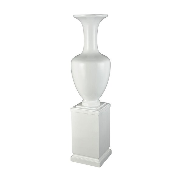 59" White Fiberglass with Rectangular Base Trieste Vase - N/A