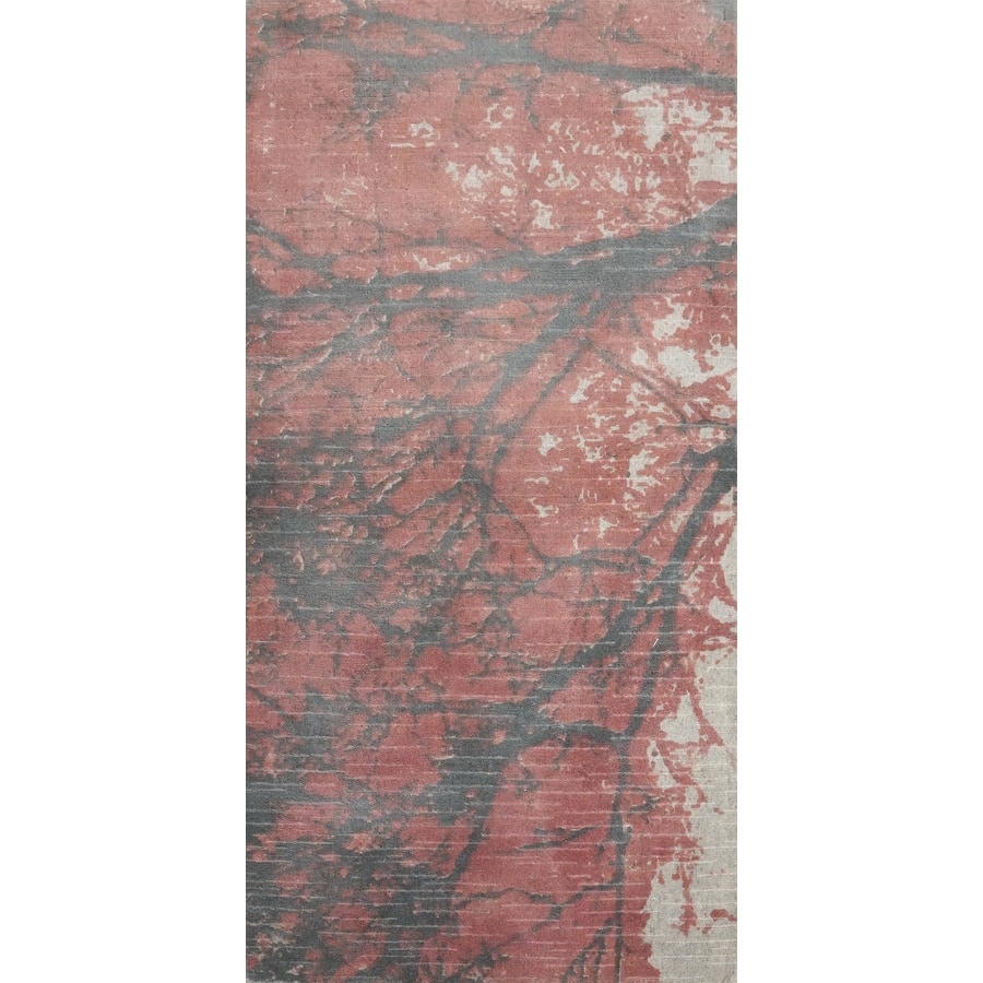 Hand Knotted Oriental Viscose Silk Carpet Modern All-Over Oranges & Rust Abstract Runner Rug - 4' 7'' X 2' 4''