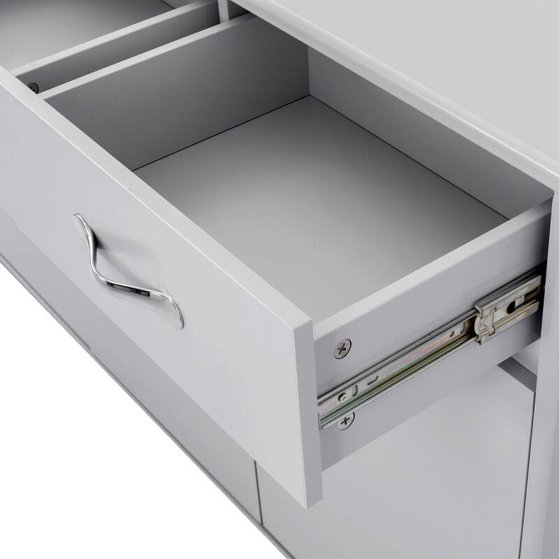 Anmytek Grey Accent Storage Cabinet with 3 Doors for Living Room and Entryway