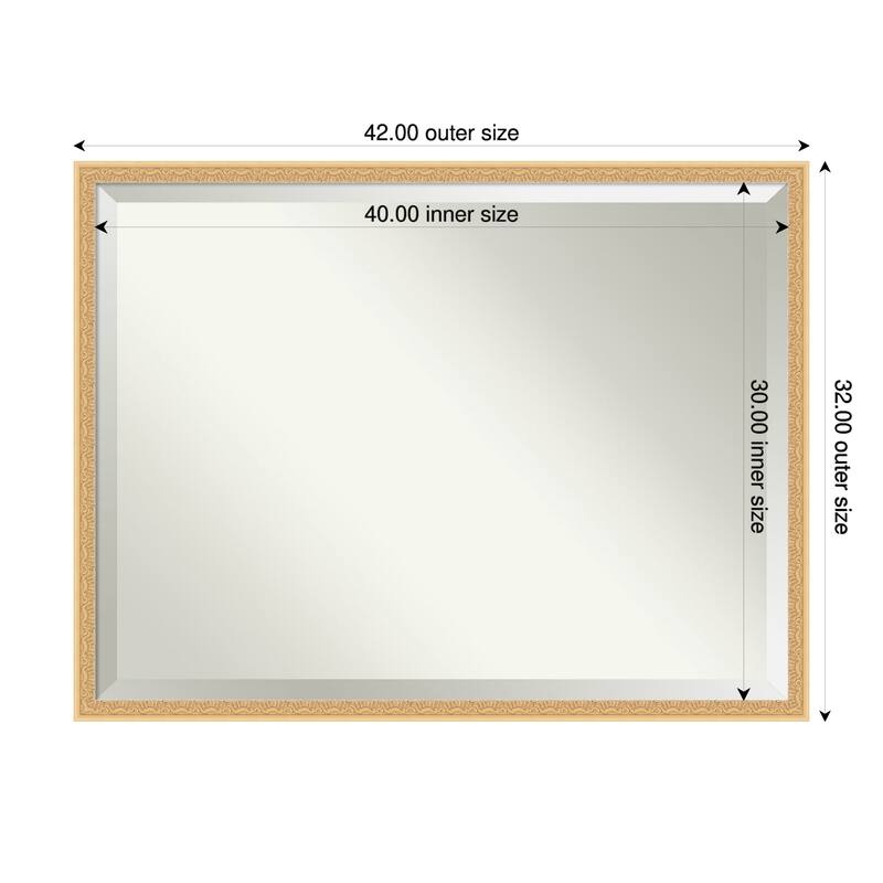 Bethany Beveled Wood Framed Bathroom Vanity Wall Mirror - 42 x 32 in - Bethany Gold
