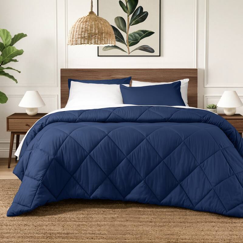 Ivy Union Microfiber Comforter Set - King - Dark Blue - Diamond