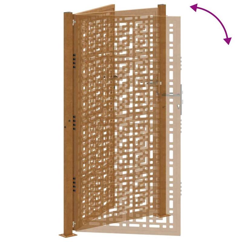 vidaXL Garden Gate Black Steel Leaf Design