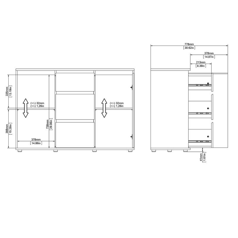 Porch & Den McKellingon Sideboard with 2 Doors and 3 Drawers